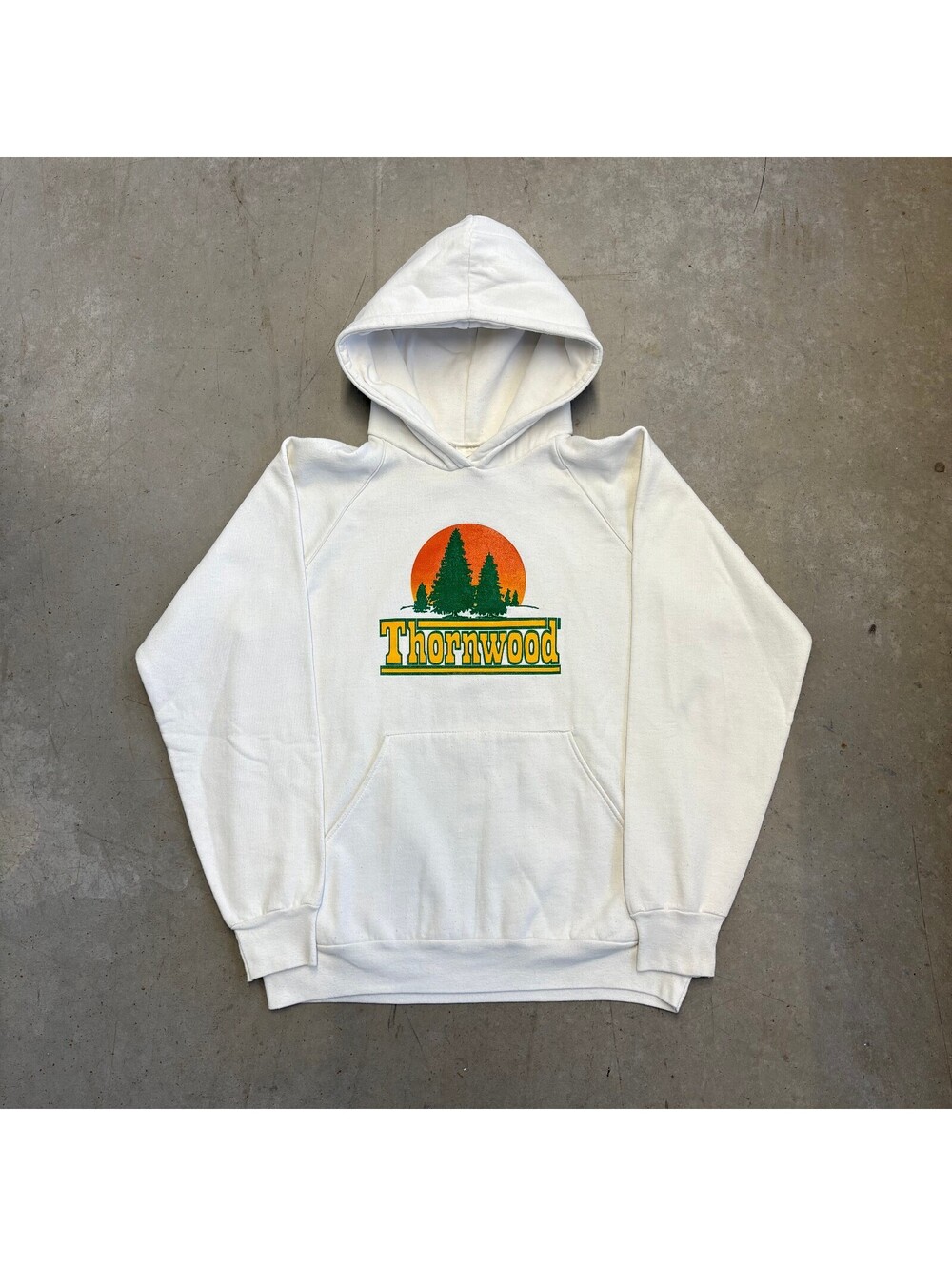 Vintage 80s Thornwood Nature Graphic Pullover Hoodie Extra Large White